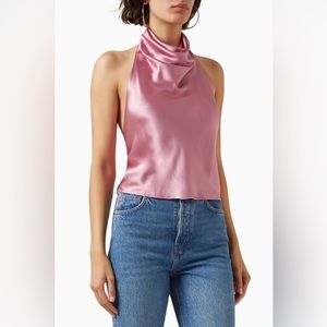 Reformation Pink Satin Halter Top